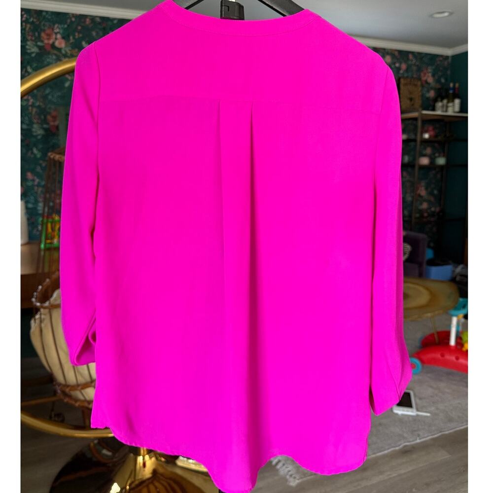 INC International Concepts Fuchsia Lace Up Blouse Gold Grommet Utility Size 6 - Picture 3 of 3
